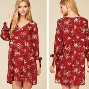 STACCATO Floral Shift Dress Size Small Redish Brown‎